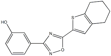 3-[5-(4,5,6,7-tetrahydro-1-benzothiophen-2-yl)-1,2,4-oxadiazol-3-yl]phenol 结构式