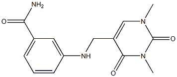 3-{[(1,3-dimethyl-2,4-dioxo-1,2,3,4-tetrahydropyrimidin-5-yl)methyl]amino}benzamide,,结构式