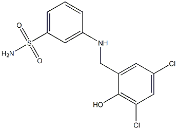 3-{[(3,5-dichloro-2-hydroxyphenyl)methyl]amino}benzene-1-sulfonamide 化学構造式