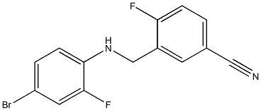 3-{[(4-bromo-2-fluorophenyl)amino]methyl}-4-fluorobenzonitrile,,结构式