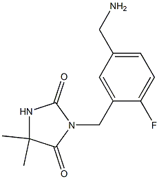 3-{[5-(aminomethyl)-2-fluorophenyl]methyl}-5,5-dimethylimidazolidine-2,4-dione 结构式