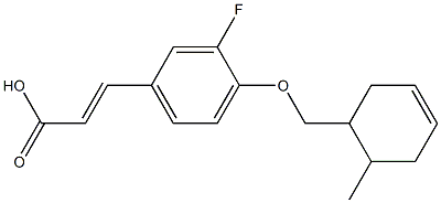 3-{3-fluoro-4-[(6-methylcyclohex-3-en-1-yl)methoxy]phenyl}prop-2-enoic acid Struktur