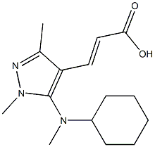 3-{5-[cyclohexyl(methyl)amino]-1,3-dimethyl-1H-pyrazol-4-yl}prop-2-enoic acid 化学構造式