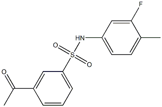 3-acetyl-N-(3-fluoro-4-methylphenyl)benzene-1-sulfonamide 结构式