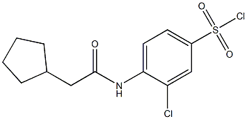 3-chloro-4-(2-cyclopentylacetamido)benzene-1-sulfonyl chloride Structure