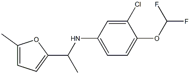 3-chloro-4-(difluoromethoxy)-N-[1-(5-methylfuran-2-yl)ethyl]aniline,,结构式