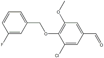 3-chloro-4-[(3-fluorophenyl)methoxy]-5-methoxybenzaldehyde,,结构式