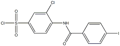 3-chloro-4-[(4-iodobenzene)amido]benzene-1-sulfonyl chloride Struktur