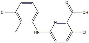 3-chloro-6-[(3-chloro-2-methylphenyl)amino]pyridine-2-carboxylic acid Struktur