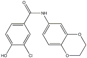 3-chloro-N-(2,3-dihydro-1,4-benzodioxin-6-yl)-4-hydroxybenzamide,,结构式