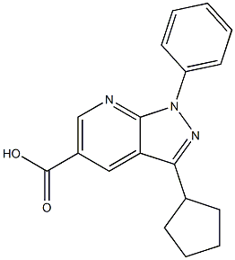 3-cyclopentyl-1-phenyl-1H-pyrazolo[3,4-b]pyridine-5-carboxylic acid 化学構造式