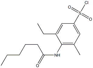 3-ethyl-4-hexanamido-5-methylbenzene-1-sulfonyl chloride,,结构式