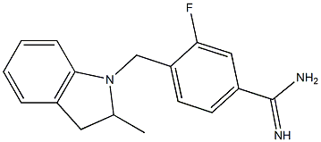 3-fluoro-4-[(2-methyl-2,3-dihydro-1H-indol-1-yl)methyl]benzene-1-carboximidamide Struktur