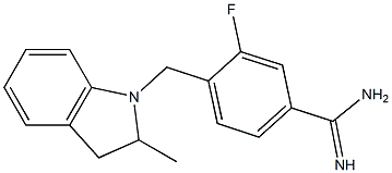 3-fluoro-4-[(2-methyl-2,3-dihydro-1H-indol-1-yl)methyl]benzene-1-carboximidamide,,结构式