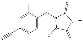 3-fluoro-4-[(3-methyl-2,4,5-trioxoimidazolidin-1-yl)methyl]benzonitrile Struktur