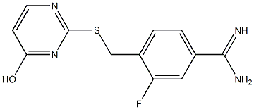 3-fluoro-4-{[(4-hydroxypyrimidin-2-yl)sulfanyl]methyl}benzene-1-carboximidamide Struktur