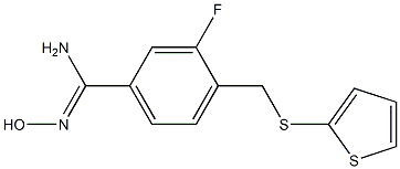 3-fluoro-N'-hydroxy-4-[(thiophen-2-ylsulfanyl)methyl]benzene-1-carboximidamide Struktur