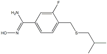 3-fluoro-N'-hydroxy-4-{[(2-methylpropyl)sulfanyl]methyl}benzene-1-carboximidamide Struktur