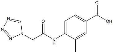 3-methyl-4-[(1H-tetrazol-1-ylacetyl)amino]benzoic acid 结构式