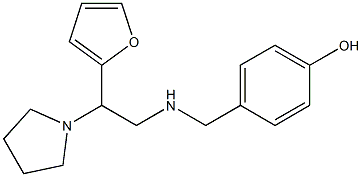 4-({[2-(furan-2-yl)-2-(pyrrolidin-1-yl)ethyl]amino}methyl)phenol 化学構造式