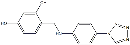 4-({[4-(1H-1,2,3,4-tetrazol-1-yl)phenyl]amino}methyl)benzene-1,3-diol,,结构式