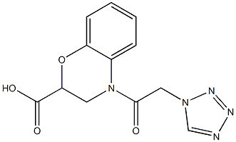 4-(1H-tetrazol-1-ylacetyl)-3,4-dihydro-2H-1,4-benzoxazine-2-carboxylic acid Struktur