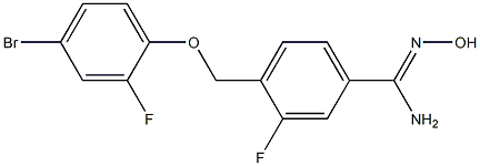 4-(4-bromo-2-fluorophenoxymethyl)-3-fluoro-N'-hydroxybenzene-1-carboximidamide Struktur