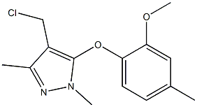 4-(chloromethyl)-5-(2-methoxy-4-methylphenoxy)-1,3-dimethyl-1H-pyrazole 化学構造式