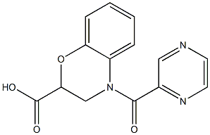 4-(pyrazin-2-ylcarbonyl)-3,4-dihydro-2H-1,4-benzoxazine-2-carboxylic acid Struktur