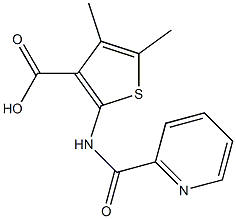 4,5-dimethyl-2-[(pyridin-2-ylcarbonyl)amino]thiophene-3-carboxylic acid 结构式