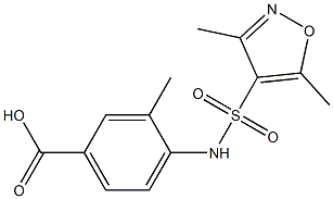 4-[(3,5-dimethyl-1,2-oxazole-4-)sulfonamido]-3-methylbenzoic acid 结构式