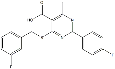 4-[(3-fluorobenzyl)thio]-2-(4-fluorophenyl)-6-methylpyrimidine-5-carboxylic acid Structure