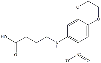 4-[(7-nitro-2,3-dihydro-1,4-benzodioxin-6-yl)amino]butanoic acid 结构式
