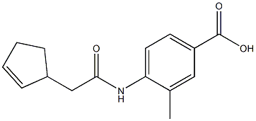 4-[(cyclopent-2-en-1-ylacetyl)amino]-3-methylbenzoic acid Struktur