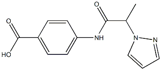 4-[2-(1H-pyrazol-1-yl)propanamido]benzoic acid Struktur