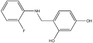 4-{[(2-fluorophenyl)amino]methyl}benzene-1,3-diol,,结构式