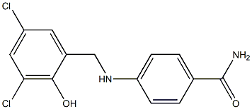 4-{[(3,5-dichloro-2-hydroxyphenyl)methyl]amino}benzamide Struktur