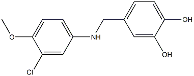 4-{[(3-chloro-4-methoxyphenyl)amino]methyl}benzene-1,2-diol,,结构式