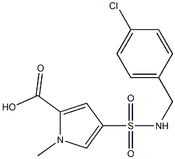 4-{[(4-chlorophenyl)methyl]sulfamoyl}-1-methyl-1H-pyrrole-2-carboxylic acid 化学構造式