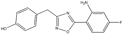 4-{[5-(2-amino-4-fluorophenyl)-1,2,4-oxadiazol-3-yl]methyl}phenol 化学構造式