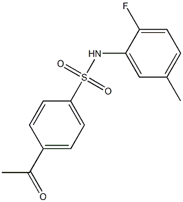 4-acetyl-N-(2-fluoro-5-methylphenyl)benzene-1-sulfonamide 化学構造式