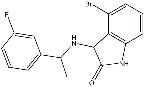 4-bromo-3-{[1-(3-fluorophenyl)ethyl]amino}-2,3-dihydro-1H-indol-2-one,,结构式