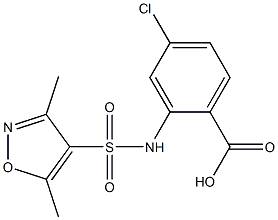 4-chloro-2-[(3,5-dimethyl-1,2-oxazole-4-)sulfonamido]benzoic acid 结构式