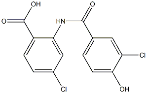 4-chloro-2-[(3-chloro-4-hydroxybenzene)amido]benzoic acid Struktur