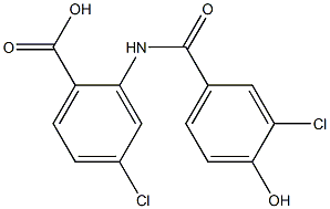 4-chloro-2-[(3-chloro-4-hydroxybenzene)amido]benzoic acid 化学構造式