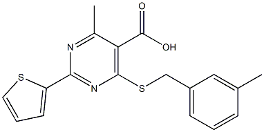 4-methyl-6-[(3-methylbenzyl)thio]-2-thien-2-ylpyrimidine-5-carboxylic acid|