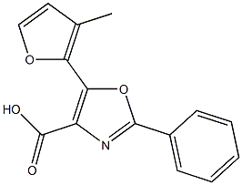 5-(3-methylfuran-2-yl)-2-phenyl-1,3-oxazole-4-carboxylic acid Struktur