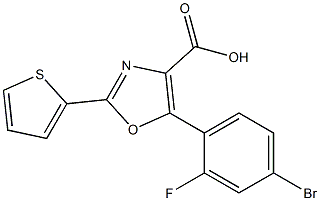 5-(4-bromo-2-fluorophenyl)-2-(thiophen-2-yl)-1,3-oxazole-4-carboxylic acid,,结构式