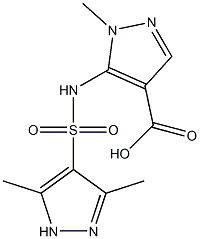 5-[(3,5-dimethyl-1H-pyrazole-4-)sulfonamido]-1-methyl-1H-pyrazole-4-carboxylic acid Struktur