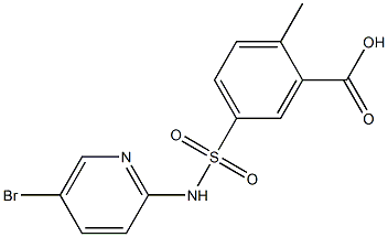 5-[(5-bromopyridin-2-yl)sulfamoyl]-2-methylbenzoic acid Struktur